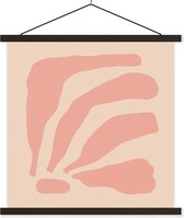 Porte-affiche avec affiche 60x60 cm - Affiche scolaire - Bohème - Rose - Pastel - Abstrait - Affiche textile - Lattes noires