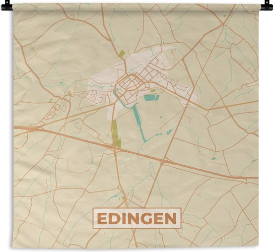 Wandkleed - Wanddoek - Vintage - Plattegrond - Stadskaart - Edingen ...