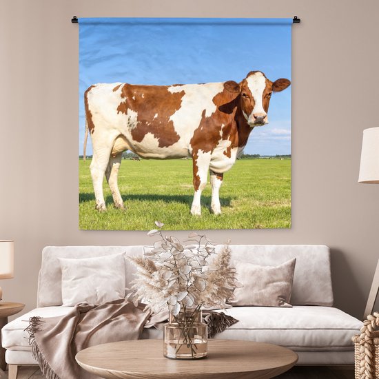 Tapisserie murale - Toile murale - Vaches - Ferme - Herbe - Nature - Animaux - 150x150 cm - Tapisserie
