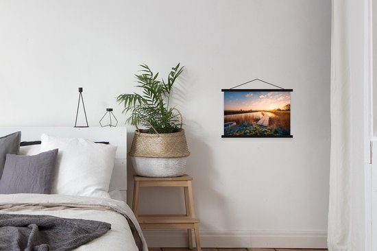 Sunset in the Dutch polder poster textielposter lattes noires 60x40 cm - Tirage photo sur plaque école (décoration murale salon / chambre)