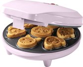 Bestron Appareil à mini cookies avec motifs d'animaux, Moule à mini gaufres, avec témoin de cuisson & revêtement anti-adhésif, 700 Watts, Couleur: rose