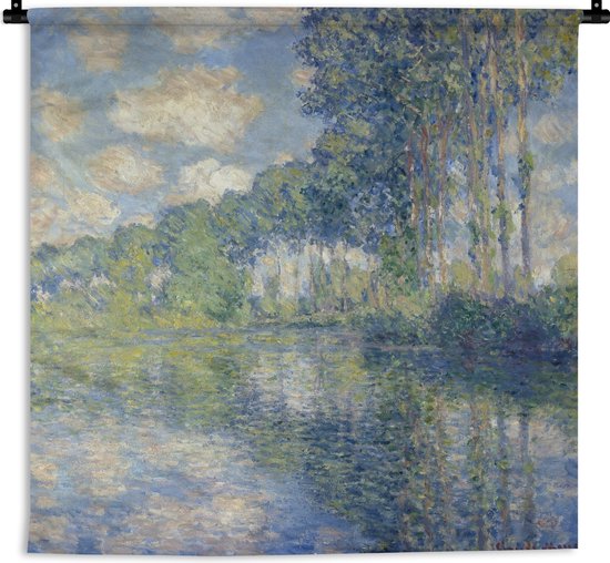 Wandkleed - Wanddoek - Populieren bij de Epte - Schilderij van Claude Monet - 90x90 cm - Wandtapijt