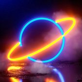 ZoeZo Design - Neon LED lamp Planeet - Geel - Blauw - Decoratie - USB - Sfeerverlichting - Wandlamp - Neon Verlichting