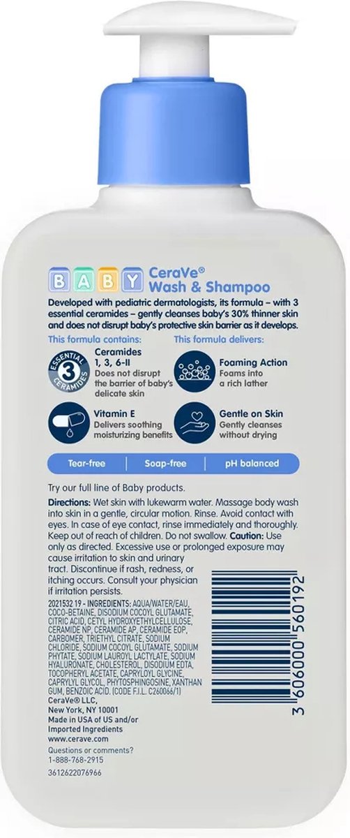 CeraVe Baby Wash & Shampoo - Geur- parabenen- en sulfaatvrije shampoo - 237ml van CeraVe — afbeelding 2