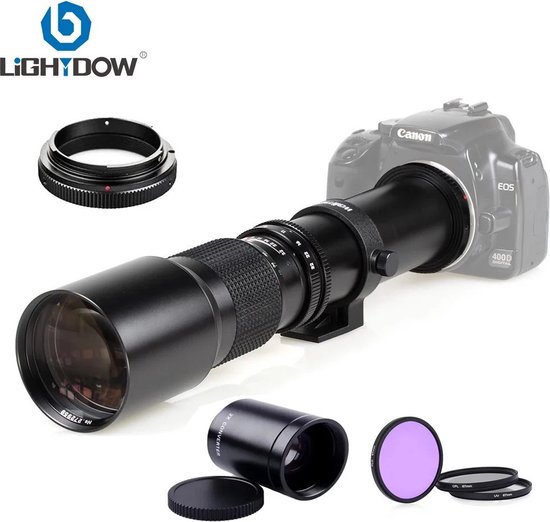 Lightdow 500mm/1000mm F/8.0 super manual focus telelens zoomlens voor Canon EOS EF body's