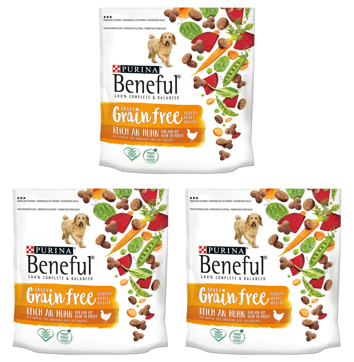 Beneful Grain Free Nourriture pour chiens Kip et legumes 3 x 1 2 kg bol