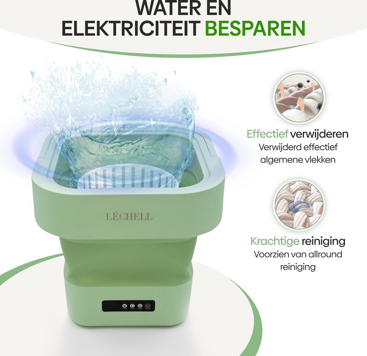 Draagbare Wasmachine, Opvouwbare Mini-Wasmachine, Kleine Wasmachine voor Babykleding, Ondergoed, Wasmachine voor Appartement Dorm Camping RV Reiswasserij (Groente
