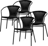 WOOOD Weston Chair Plein air , rotin/métal, Zwart , Set de 4
