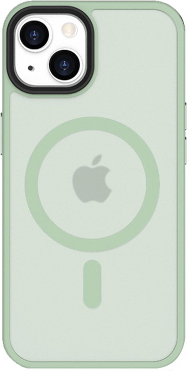 iPhone 14 hoesje Transparant Mat Mint Groen geschikt voor MagSafe - 6,1 inch