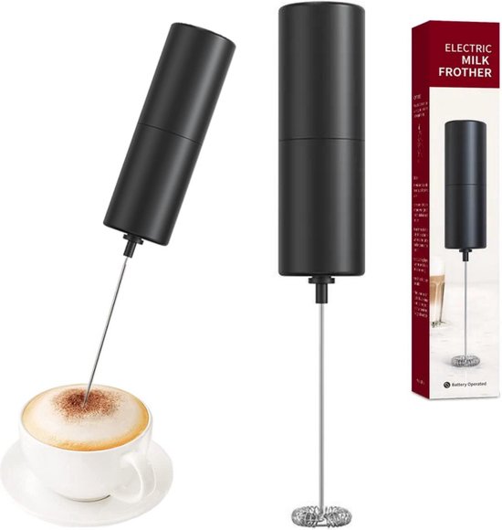 Foto: Monoo elektrische melkopschuimer melk opschuimer handmatig koffie mini mixer draadloos op batterijen zonder stekker cappuccino matcha frapp chocolademelk shakes zwart