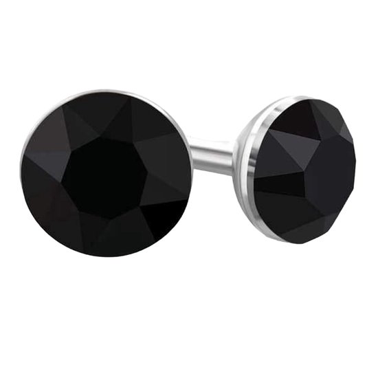 Aramat Jewels - Ronde - Oorknopjes - Zwart Kristal - Staal - 3mm - Oorsieraden - Mini oorstekers - Geschikt voor Kind, Vrouw, Man - Cadeau tip - Feestdagen