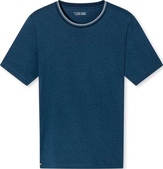 SCHIESSER Mix+Relax T-shirt - heren shirt korte mouw organic cotton strepen admiral - Maat: L