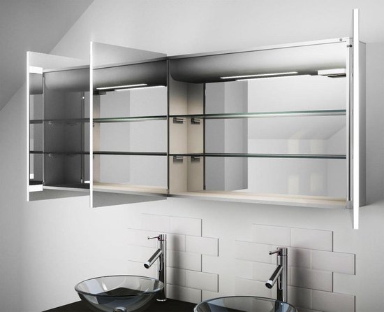 Ruim onderbreken Terzijde Badkamer spiegelkast met design verlichting spiegelverwarming en  scheerstopcontact... | bol.com