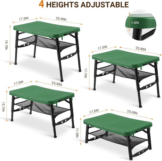 Lichtgewicht kampeertafel in hoogte verstelbaar, inklapbaar en draagbaar voor buiten - Kleine inklapbare tafel voor barbecue, balkon, werkbank, eettafel. van Merkloos — afbeelding 2