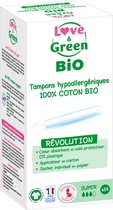 Love & Green hypoallergénique 100 % Katoen biologique 14 super tampons avec applicateur