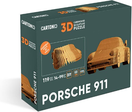 CARTONIC - Porsche 911 - Puzzle 3D - Jouets- Puzzle - DIY- Créatif - Carton- Enfants et adultes - Puzzle 3D