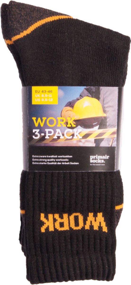 Primair Socks werksokken 3 pack zwart - zwart - 43-46 - Primair Socks