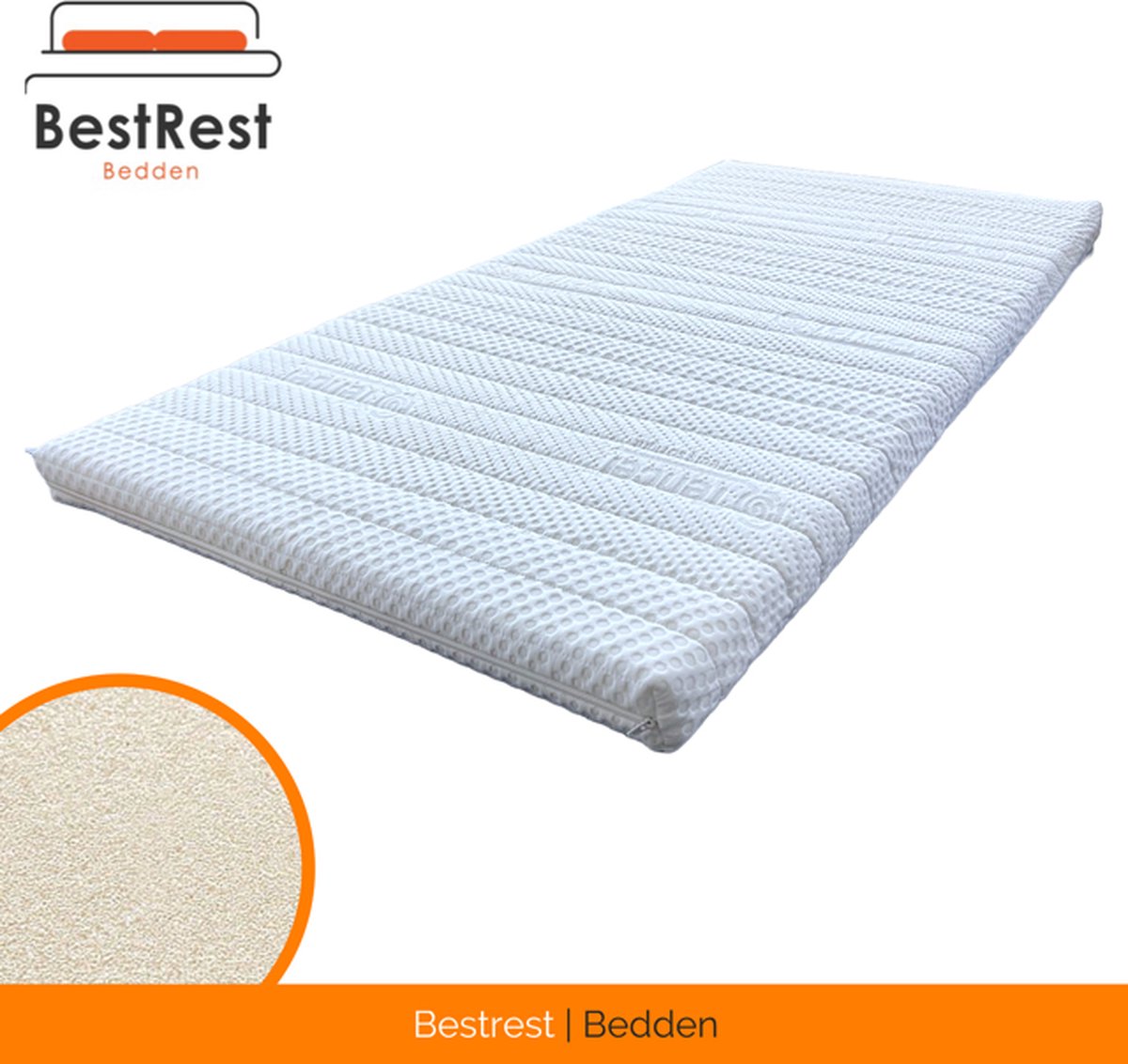Bestrest Bedden Traagschuim Topdekmatras - Tencel Hoes - Nasa Traagschuim - 7cm dik - Ergonomisch - 180x190cm - Bestrest Bedden® Wit