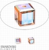 Swarovski Elements, 12 stuks kubus kralen (5601), 4mm, topaz AB