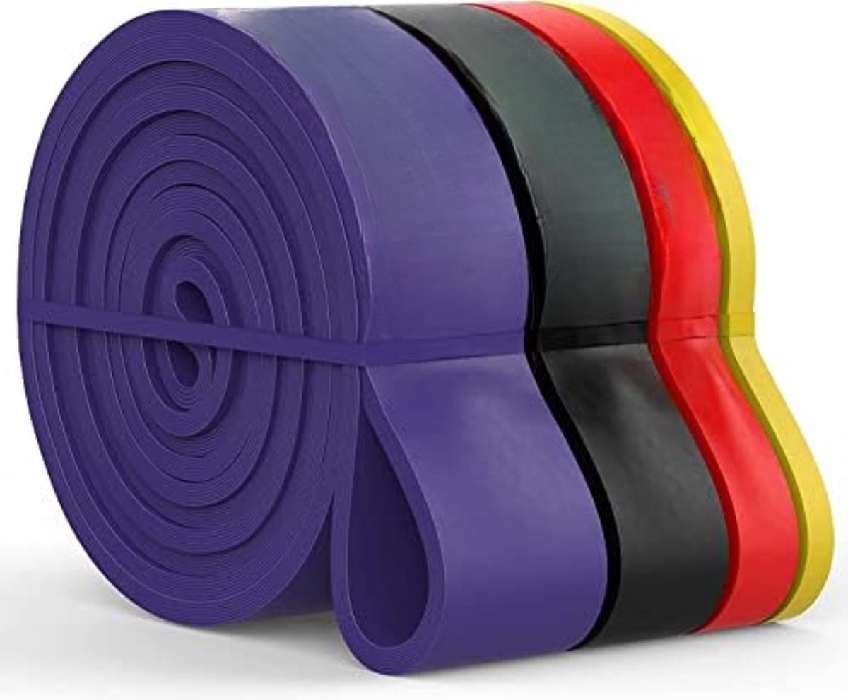 Velox Pull up band - Pull up elastiek - Pull up weerstandsband - Set van 4 - Paars Zwart Rood Geel