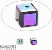 Swarovski Elements, 12 stuks kubus kralen (5601), 4mm, garnet AB