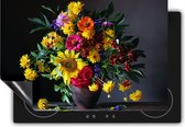 Chefcare Inductie Beschermer Vaas met Verschillende Bloemen - 71x52 cm - Afdekplaat Inductie - Kookplaat Beschermer - Inductie Mat