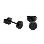 Aramat jewels ® - Zwarte ronde oorbellen zweerknopjes zwart chirurgisch staal 4mm unisex