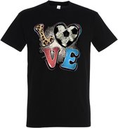 Shirt met print Love Voetbal - Dames - Heren - Zwart - Maat L