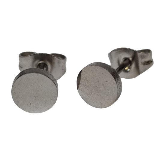 Aramat jewels ® - Zweerknopjes ronde oorbellen rond zilverkleurig chirurgisch staal 6mm