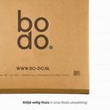 Bodo verpakking met het Bodo logo en website.