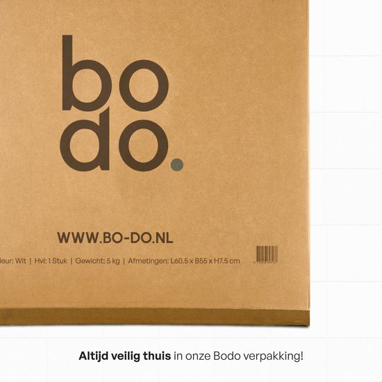 Bodo verpakking met het Bodo logo en website.