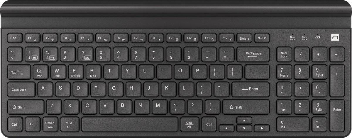 Toetsenbord keyboard - Natec - US layout - Wireless - Zwart - Bluetooth - 2.4GHZ Slim Phone/Tablet houder