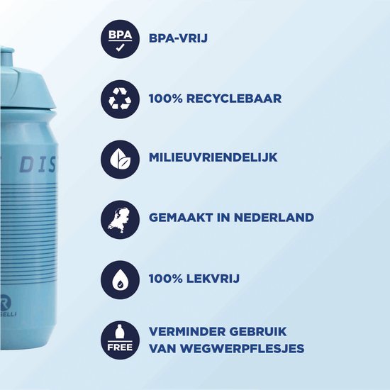 Rogelli Sportbidon 500ml Fietsbidon - Drinkfles BPA vrij - Lichtblauw — afbeelding 5
