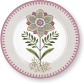 Pip Studio Lily & Lotus ontbijtbord ⌀21cm - Off White - lila - groen - bloem lotus - porselein - Vaatwasserbestendig