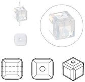 Swarovski Elements, 6 stuks kubus kralen (5601), 6mm, white opal