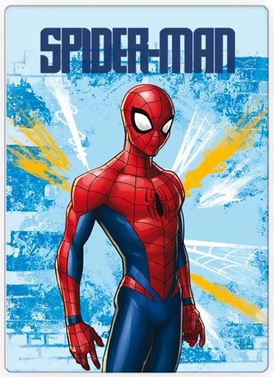 Spider-Man Spiderman Fleece graffiti 100 x 140 cm licht blauw