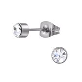Aramat Jewels - Oorstekers - Stalen Zweerknopjes Zilverkleurig Transparant - 3mm - Elegant Accessoire - Unisex Design - oorbellen - oorstuds - RVS - Stainless steel