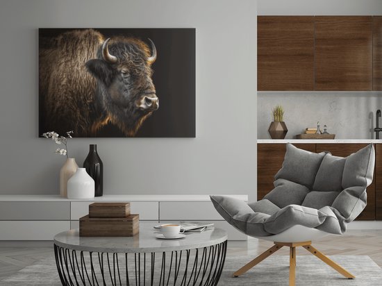 Peinture sur toile Animaux - Bison - Nature - Abstrait - 60x40x2 cm