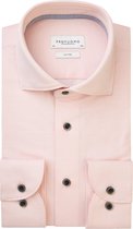 Profuomo slim fit heren overhemd - jersey - roze - Strijkvriendelijk - Boordmaat: 43