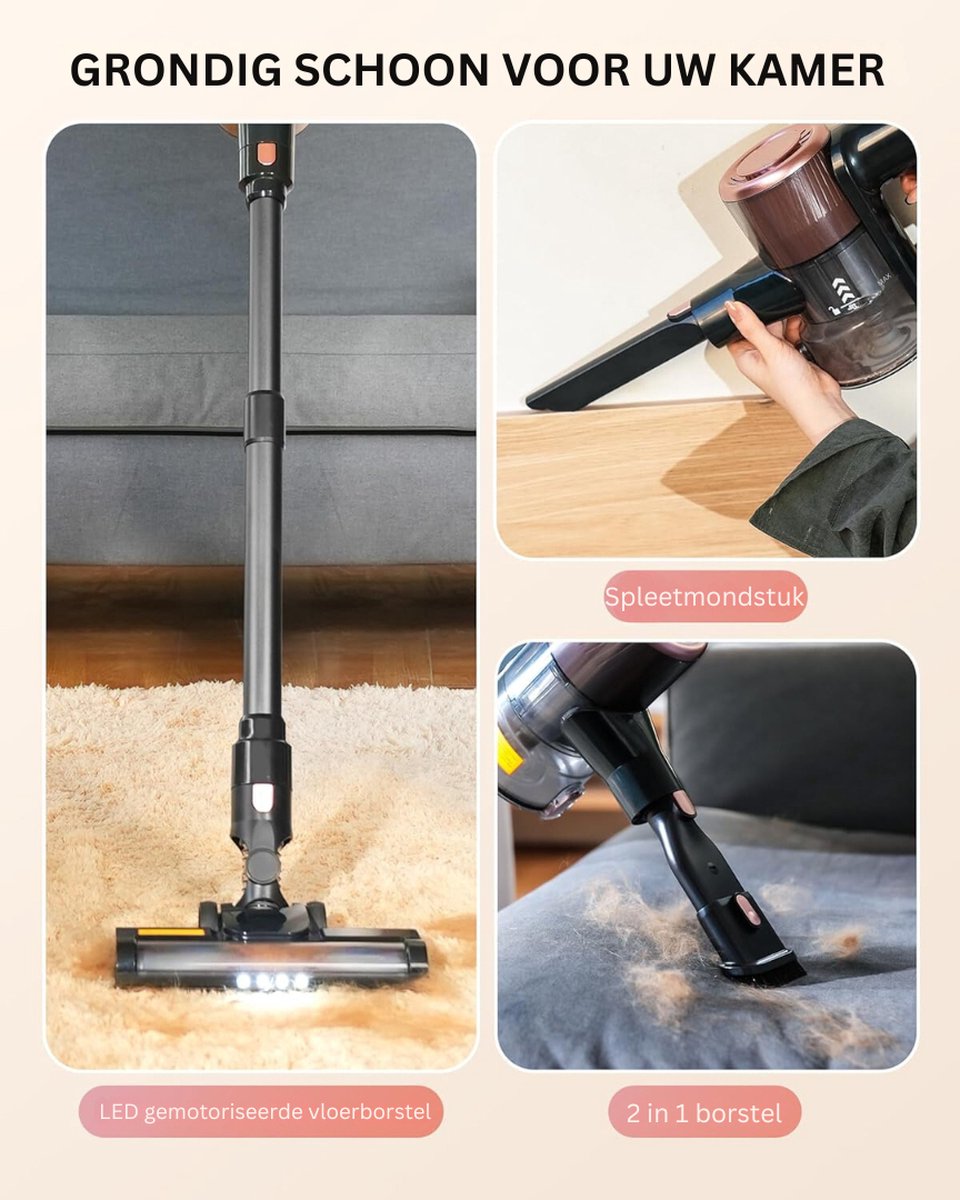 Sulean X8 Cordless Vacuum Cleaner 48Kpa/580W/70Min, 2025 Powerful Vertical Stick Vacuum Cleaner 1.6L/LED Touch Screen, Tangle-Free Brush, Vacuum Cleaner for Floor/Carpet/Pet Hair