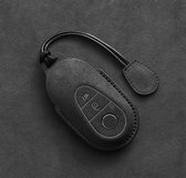 Lederen Autosleutel Hoes Voor Mercedes Benz C /S Klasse W223 W206 - Suede Accessoires - Type Sleutel D Zwart