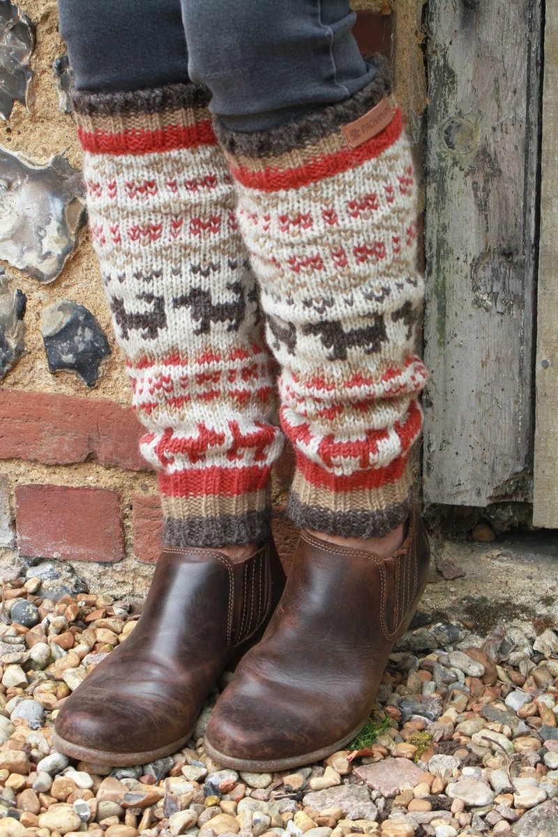 Pachamama - Wollen beenwarmers met ingebreide patronen - Hond - Walking the Dog - One size - Fair trade - 100% wol