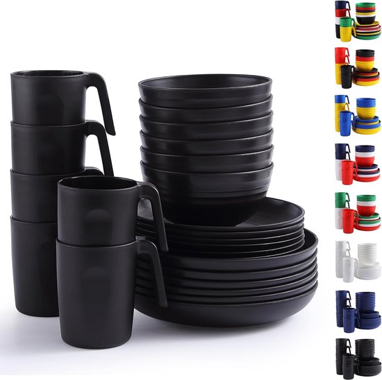 Teivio Service De Table 16 Pièces Incassable En Plastique Pour 4 Personnes - Assiette, Assiette