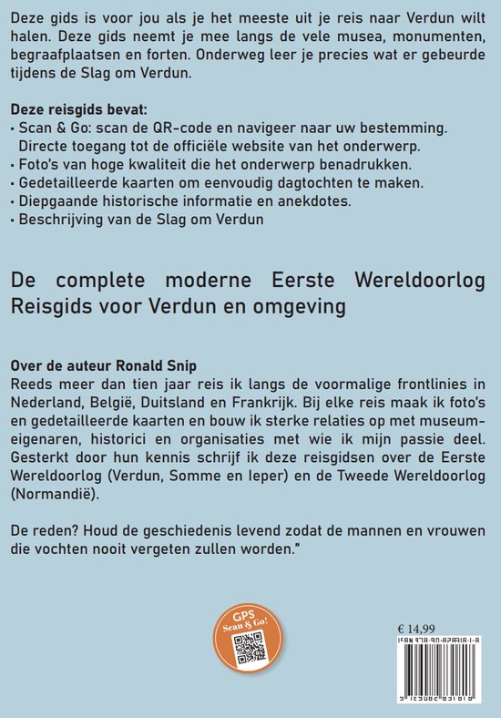 Cover van een reisgids voor Verdun. Met 'Scan & Go' QR-code en prijs.