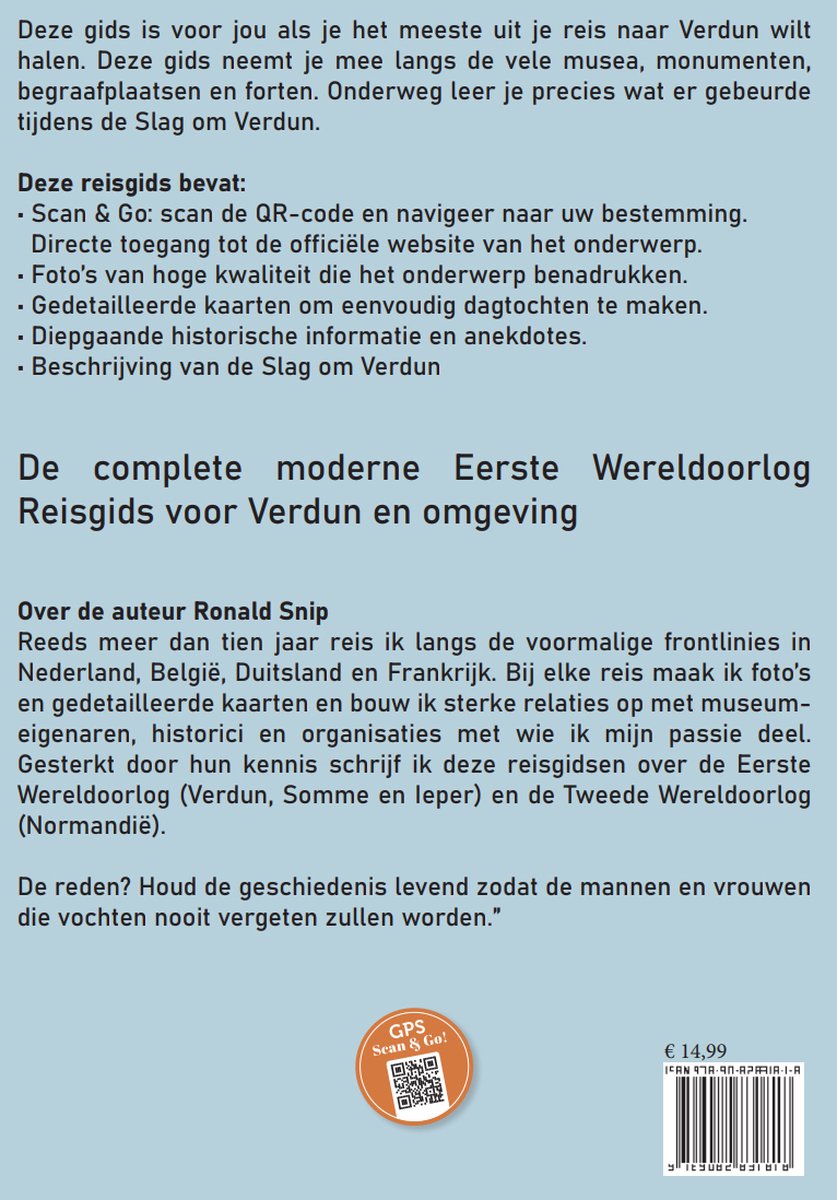 Cover van een reisgids voor Verdun. Met 'Scan & Go' QR-code en prijs.
