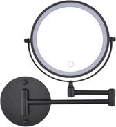 Betrahan - Miroir de maquillage LED - Fonction grossissement 7x - Zwart - Fonction variateur - 3 couleurs de lumière - Miroir mural rond