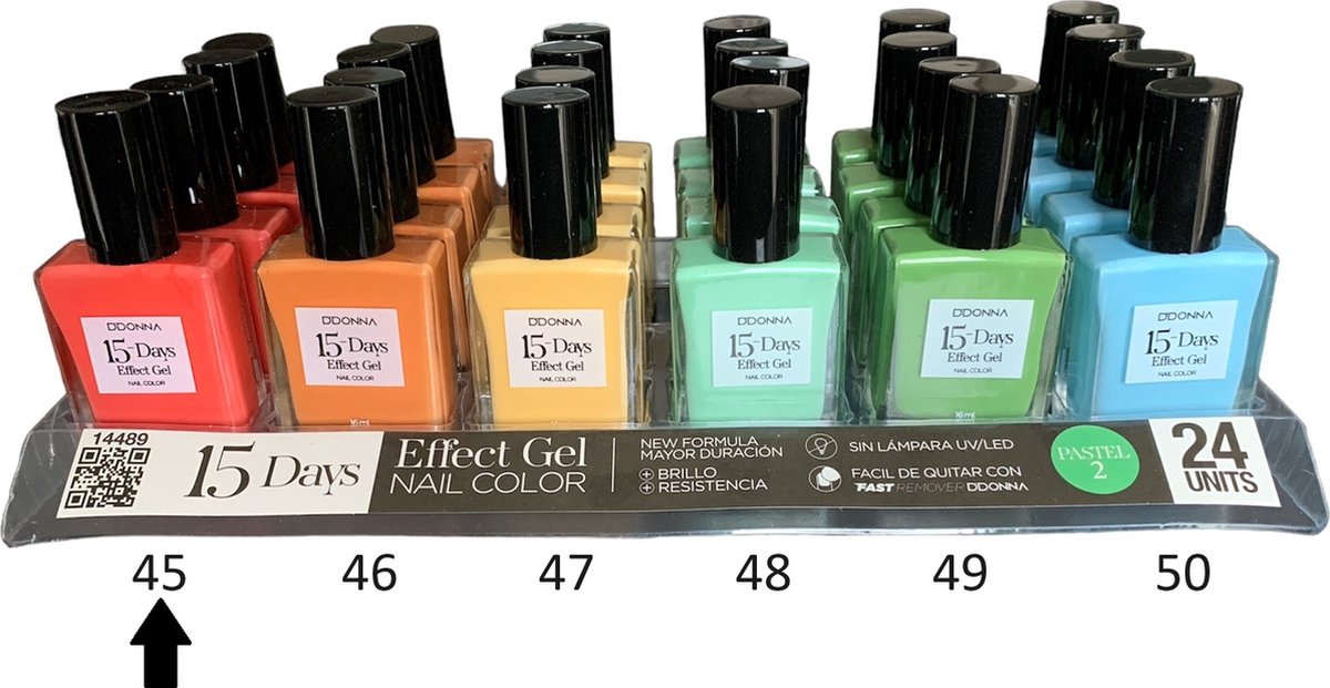 Goedkoopste D'Donna - 15-Days Effect Gel Nagellak PASTEL 2 - Koraal Oranje - 1 Flesje met 16 ml. inhoud - Nummer 45