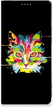 Smartphone Hoesje Geschikt voor Motorola Moto G62 5G Wallet Case Leuke Verjaardagscadeaus Cat Color