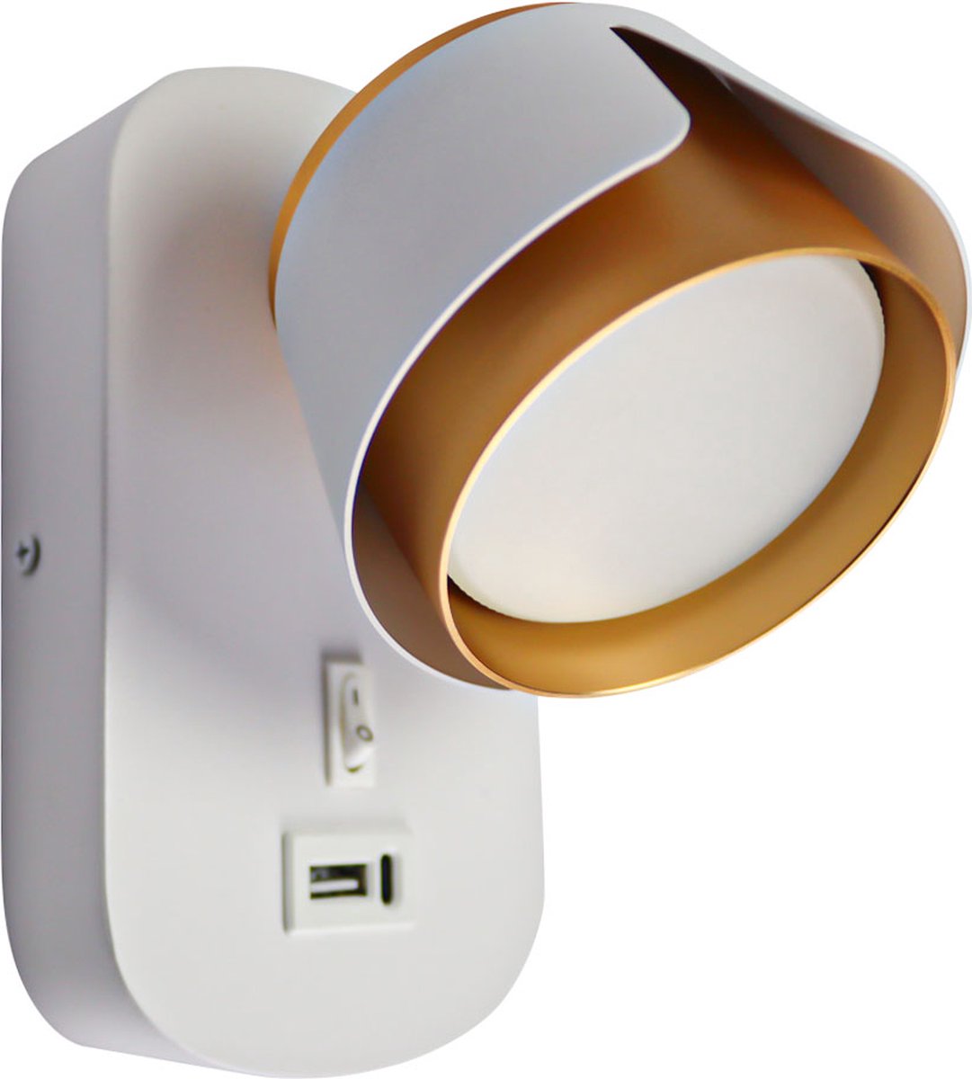 Bedlamp Wit/ Goud | Tulip | USB+C oplaadpoort | GX53 fitting