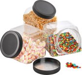 3 stuks plastic snoeppotten, 2,9 liter, doorzichtige koektrommel met deksel, snoepbuffetcontainers voor snacks, droogvoer, koekjes, snoepwasmiddel